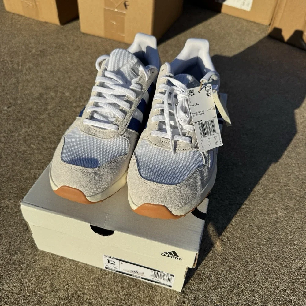 Adidas Run 84 Men's‎ Sneakers White/Blue Size 12 NIB (IH8021)